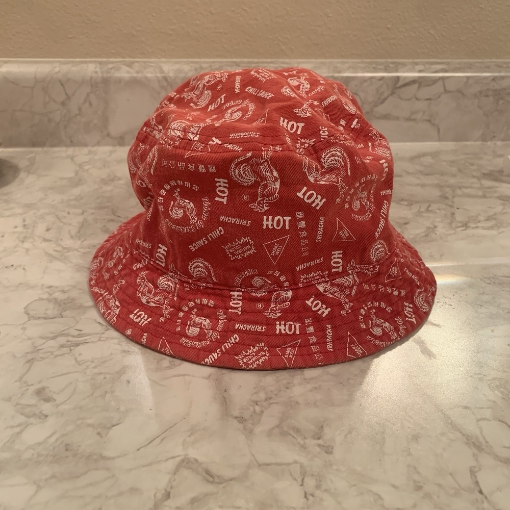 Sriracha Bucket Hat One Size Certified Awesome Chili Hot Sauce Red White - Picture 9 of 10